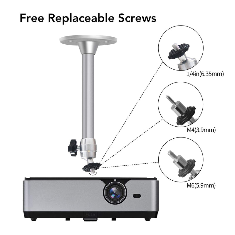 [Australia - AusPower] - Mini Ceiling Projector Mount - for Projectors CCTV DVR Cameras - Compatible with QKK, VANKYO,DR.J, DBPOWER - Length 175mm/6.88in Silver 