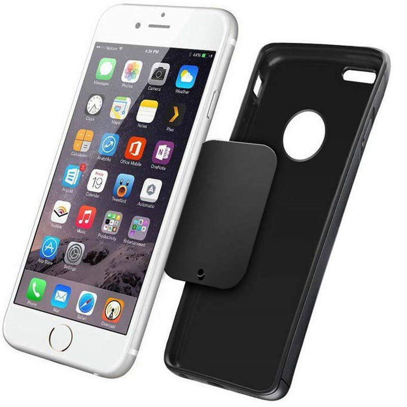 [Australia - AusPower] - Universal Metal Plates with 3M Adhesive for All Magnetic Car Mounts, Cell Phone, Tablet Holder, Cradle-Less, Air Vent Mount, 6 Rectangular, 6 Round, Black (Not a Magnet) 