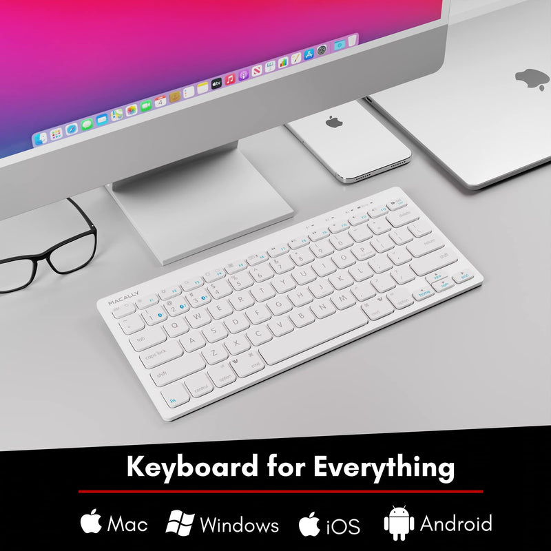 [Australia - AusPower] - Macally Bluetooth Keyboard for Mac - Multi Device Wireless Keyboard for Mac Mini / Pro, Macbook Pro / Air, iMac, iPad, iPhone, PC, Laptop - Compatible Apple Keyboard Wireless Compact with Stand 
