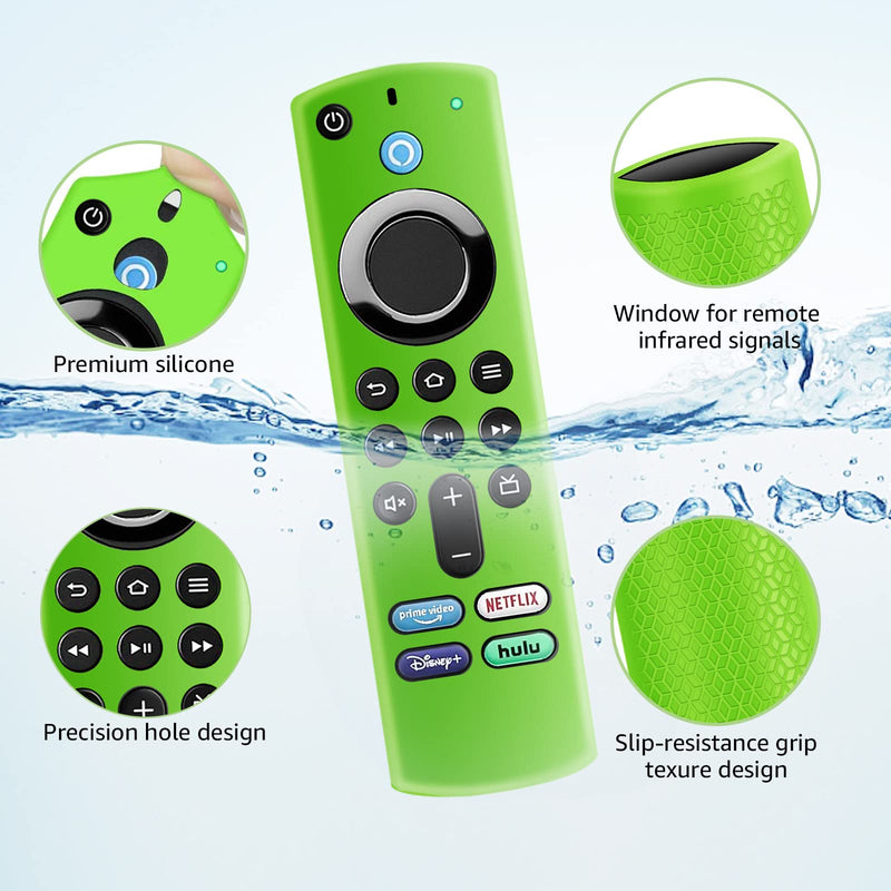 [Australia - AusPower] - (3 Pack) ONEBOM Firestick Remote Cover 3rd Gen with Alexa Voice Remote 4K/4K Max,Fire TV Stick Cover Glow in The Dark,Anti Slip Silicone Protective Case with Lanyard(Glow Green&Blue&Red) Glow Green&Red&Blue 