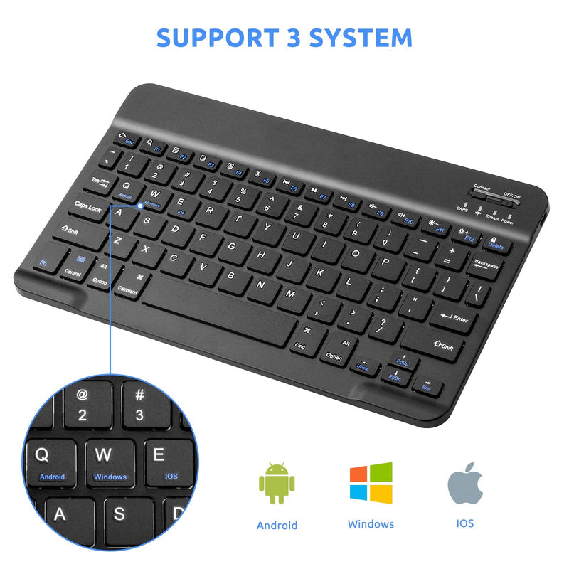 [Australia - AusPower] - 2020 iPad Air 4th Generation Wireless Keyboard,Universal Slim Portable Bluetooth Keyboard Compatible with Apple 2020 iPad Air 4th Generation Keyboard with Built in Rechargeable Battery,Black 