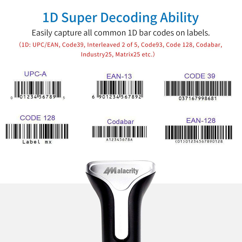 [Australia - AusPower] - Handheld Wireless Barcode Scanner(2.4Ghz Wireless& USB Wired) 2 in1 Handheld 1D Laser Barcode Scanner for Warehouse Supermarket Barcode Scanner 