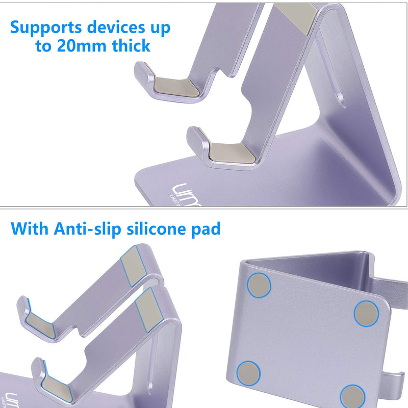 [Australia - AusPower] - Urmust Cell Phone Stand Desk Phone Holder Dock Cradle Stand for iPhone 13 12 11 Pro Max X Xr 8 Plus 7 6 ,Switch,iPad,Tablet(4-10in) [2021 Updated Version] Light Purple D-Purple 