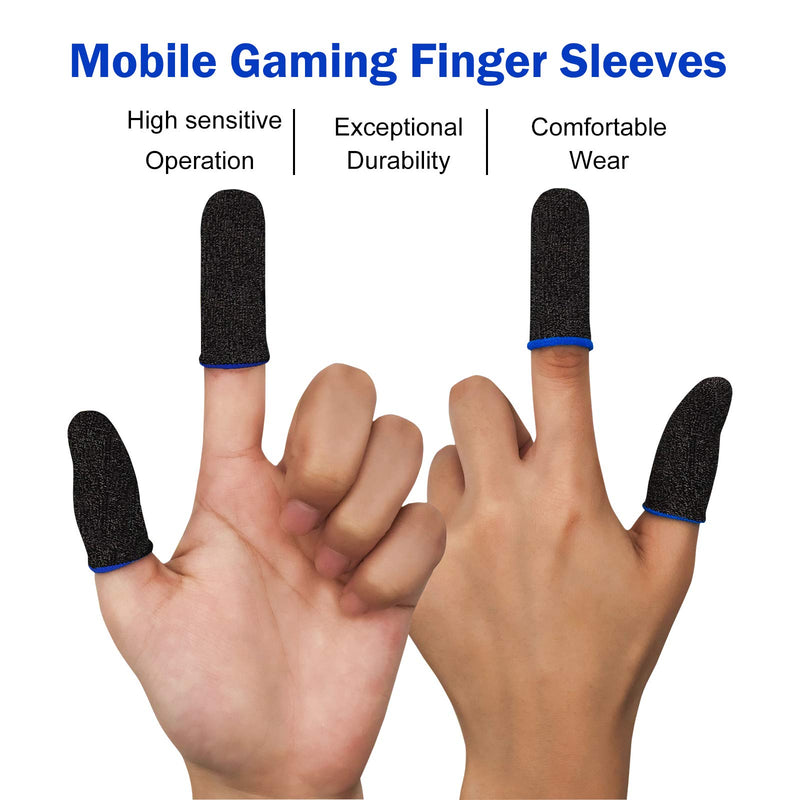 [Australia - AusPower] - Mobile Gaming Finger Thumb Sleeves,Anti-Sweat Breathable Seamless Thumb Touchscreen Finger Covers for League of Legend, PUBG, Rules of Survival, Knives Out Blue 