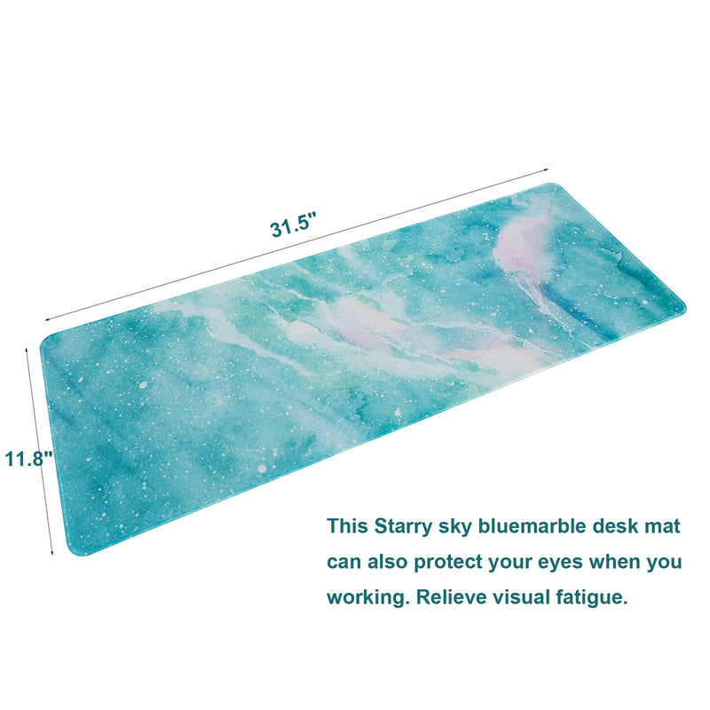 [Australia - AusPower] - Agirlvct Large Mouse Pad,Extended Gaming Mouse Pad,Non-Slip Office Desk Mat,Desk Pad Protector,Laptop Desk Leather Cover,Waterproof Writing Mat Birthday Gift for Home(Marble Light Blue,31.5" x 11.8") Green 