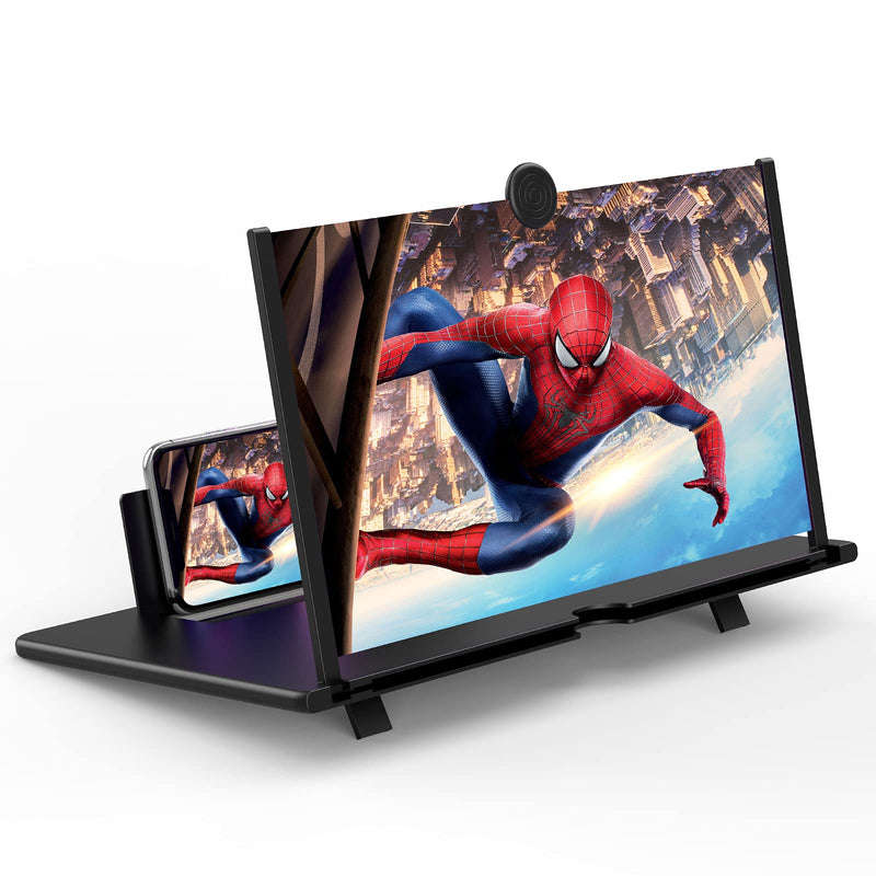 [Australia - AusPower] - 16" Screen Magnifier -3D HD Mobile Phone Magnifying Projector Screen Enlarger for Movies, Videos and Gaming – Foldable Phone Stand Holder with Screen Amplifier–Compatible with All Smartphones Black-16 inch 