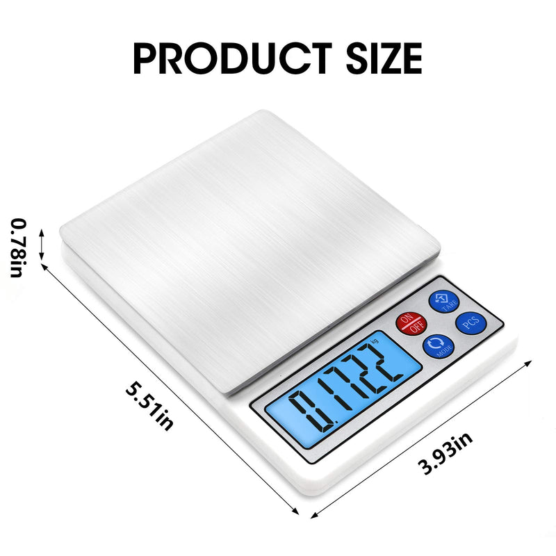 [Australia - AusPower] - Febhbrq Digital Gram Scale 600g x 0.01g /1.3 lb Kitchen Scale High-Precision Pocket Mini Pro Scale with Back-lit LCD Display and Tray for Food and Jewelry (Battery Included) 