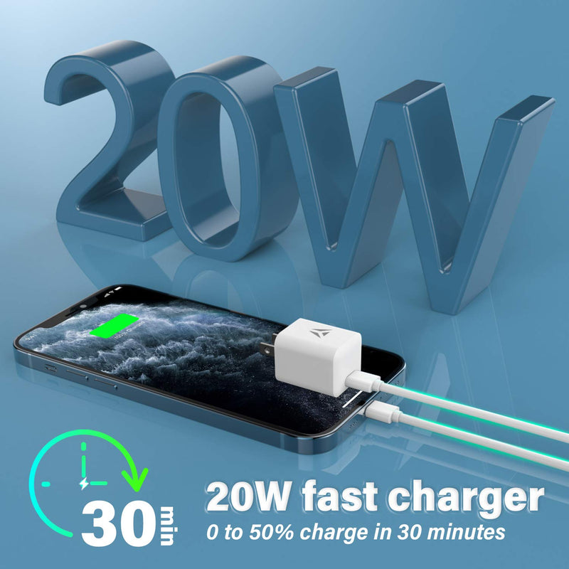 [Australia - AusPower] - NYZ 20W USB-C Power Adapter Fast Charger True Fast Charge Power Brick for iPhone 12/12 Mini/12 Pro/12 Pro Max/11,Galaxy (Cable Not Included) 
