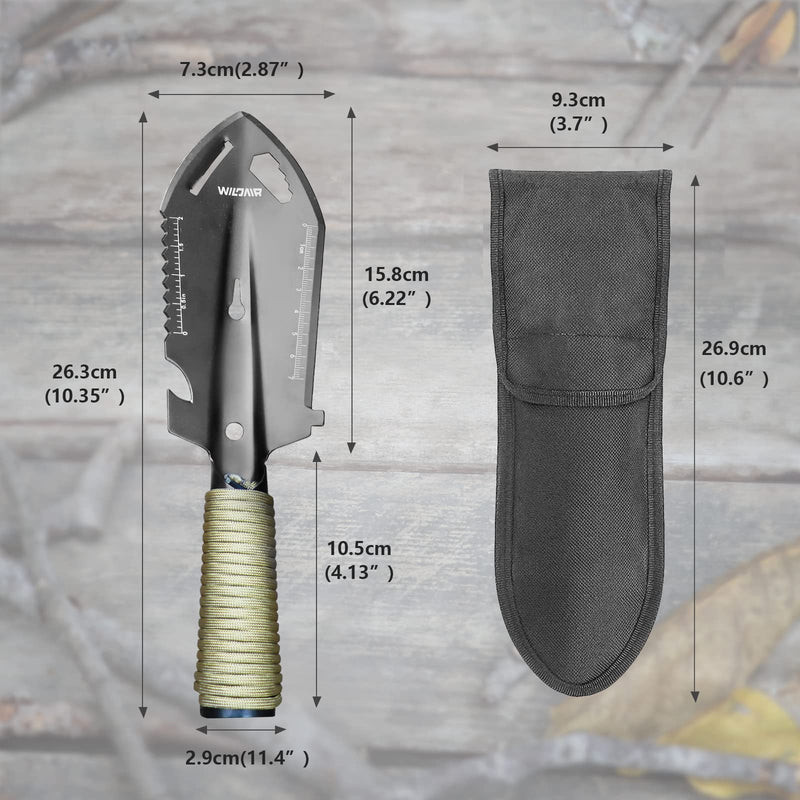 [Australia - AusPower] - WILDAIR Camping Shovel Multifunctional 7 in 1 Survival Multitool Small Survival Shovel for Camping Tactical Shovel (Black) 