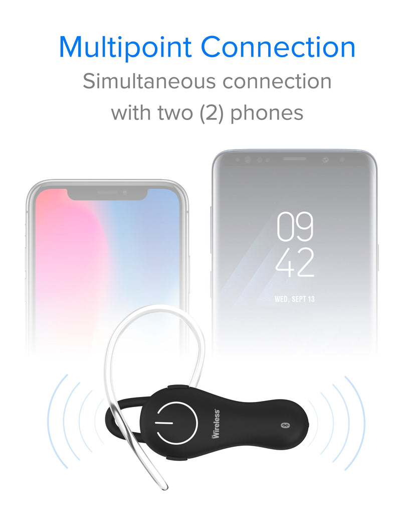 [Australia - AusPower] - Just Wireless Bluetooth Wireless Headset Handsfree One-Ear Headphone Earbud - Compatible with Apple iPhone (XS, XS Max, XR, X, 8, 8 Plus), Android Cell Phones (Samsung Galaxy) and more 