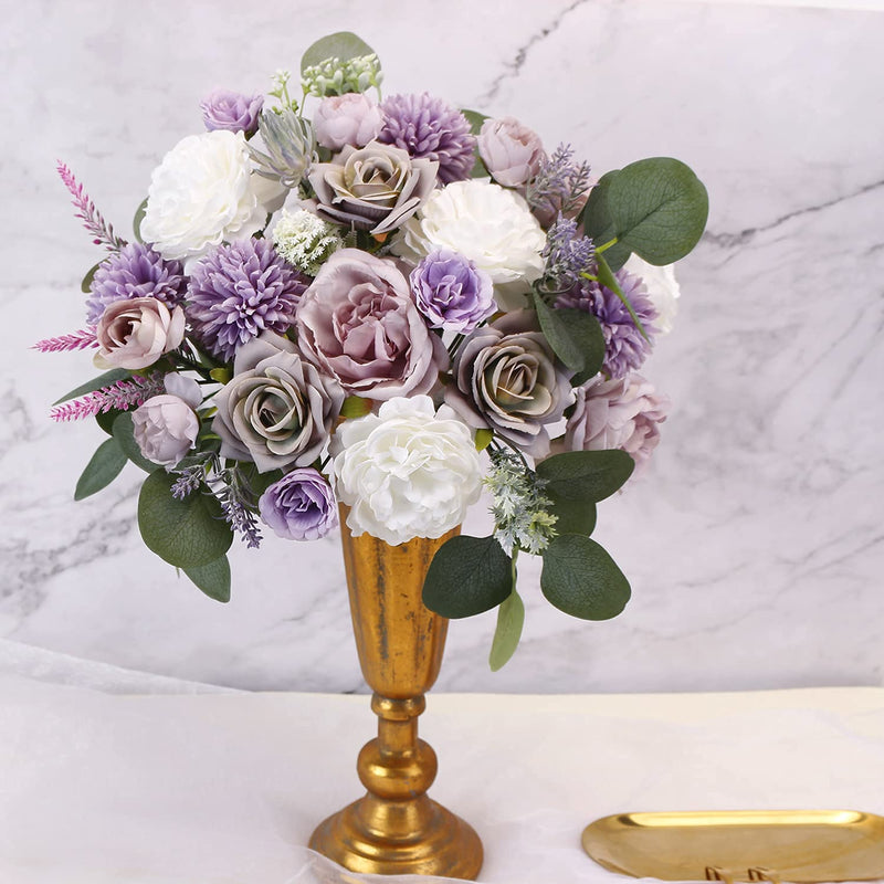 [Australia - AusPower] - Serra Flora 18Heads Multi Use Artificial Flowers Combo for DIY Centerpieces Arrangements Wedding Bridal Bouquet Table Chair Decor Candle Holder Baby Shower Cake Decor Flower Strips Home Decor Forest Purple 