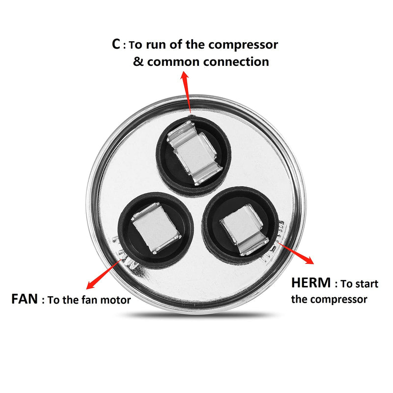 [Australia - AusPower] - Boffdock 45+5 MFD Capacitor ±5% 45/5 uF 370/440 VAC CBB65 Round Dual Run Capacitor for Air Conditioner,Heat Pump Condenser,Fan Start- 5 Years Warranty 45+5UF-370/440V 