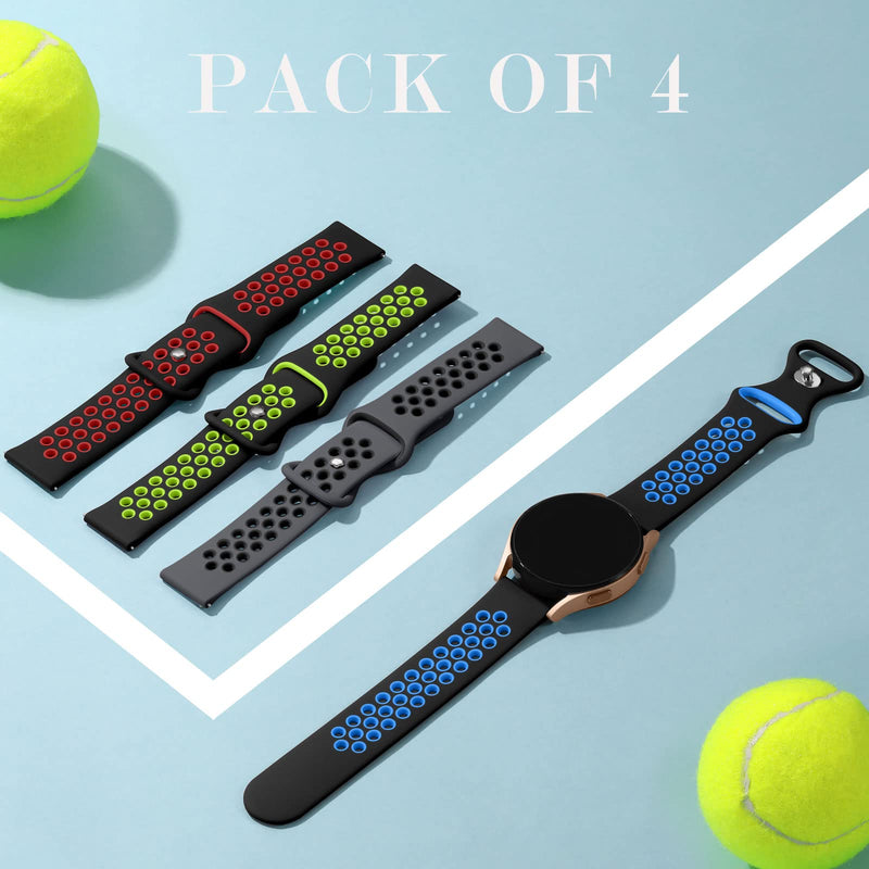 [Australia - AusPower] - Lerobo 4 Pack Compatible with Samsung Galaxy Watch 4 Band 40mm 44mm/Classic Band 46mm 42mm Women Men,Galaxy Watch Active 2 Bands 40mm 44mm,Galaxy Watch 3 41mm band,20mm Soft Silicone Straps,Small Black Blue/Black Charcoal/Black Red/Black Green Small 