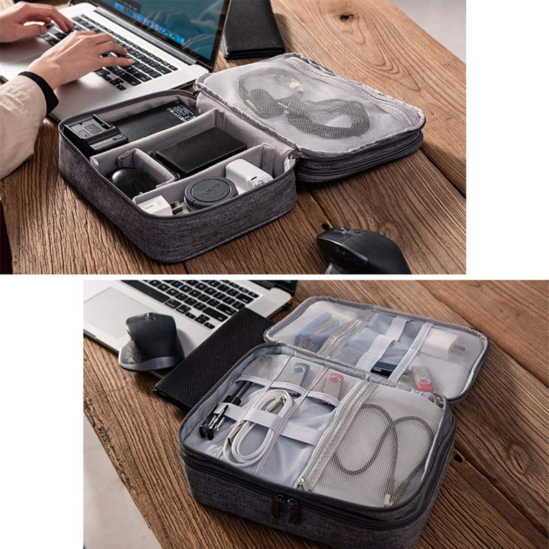 [Australia - AusPower] - Electronics Organizer, OrgaWise Electronic Accessories Bag Travel Cable Organizer Three-Layer for iPad Mini, Kindle, Hard Drives, Cables, Chargers (Three-Layer-Grey) Three-Layer-Grey 