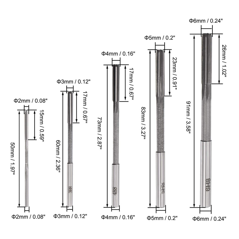 [Australia - AusPower] - uxcell Chucking Reamer Set Lathe Machine Reamer Straight Flute Milling Cutter High Speed Steel H8 Tolerance (2mm 3mm 4mm 5mm 6mm 7mm 8mm 9mm 10mm) 9pcs 