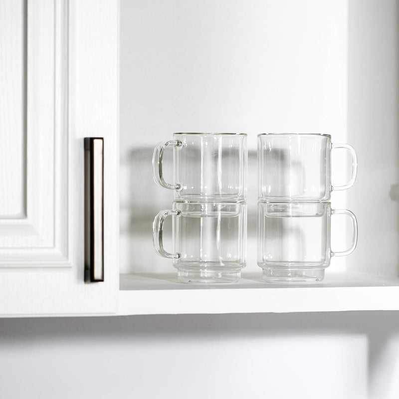 [Australia - AusPower] - BTaT- Stackable Espresso Cups, Demitasse Cups, Set of 4 (5.0 oz, 150 ml), Glass Coffee Mugs, Double Wall Glass Cups, Clear Coffee Cup, Tea Glass, Espresso Glass, Glass Tea Cups 