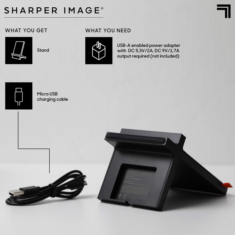 [Australia - AusPower] - SHARPER IMAGE Wireless Qi Charging Dock, Wirelessly Charge Compatible Devices, 10-Watt Fast Charger, Sleek Stand with Finish Protecting Coating, Ultimate Smartphone Accessory 
