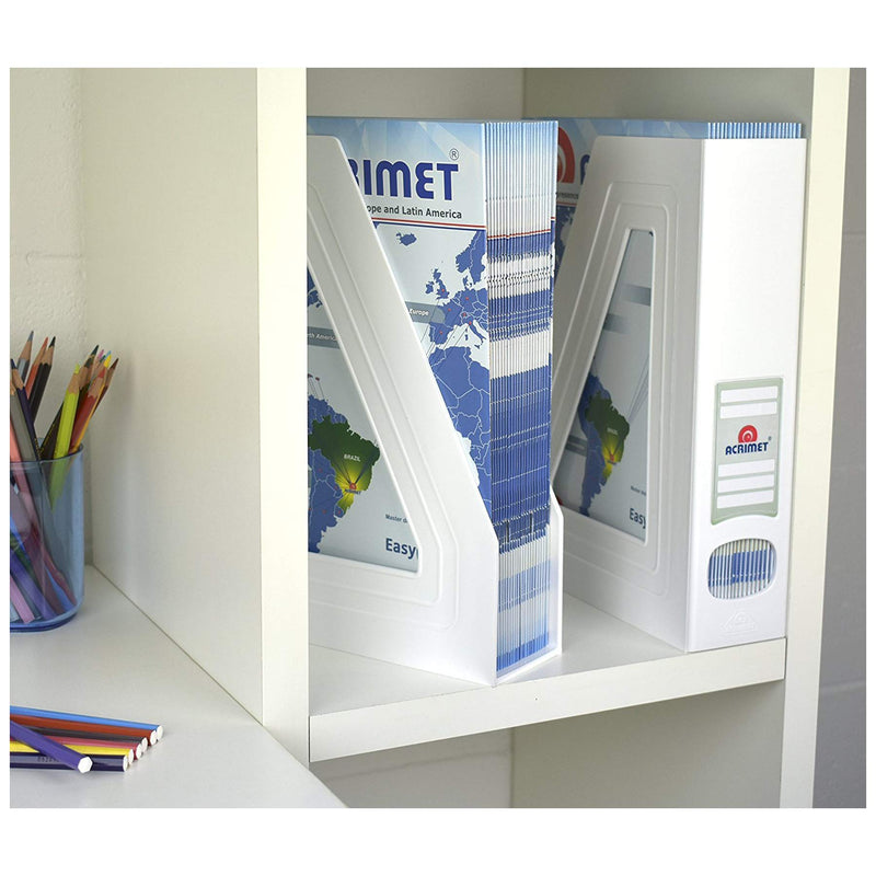 [Australia - AusPower] - Acrimet Magazine File Holder Rack Organizer (Plastic) (White Color) (2 Pack) 