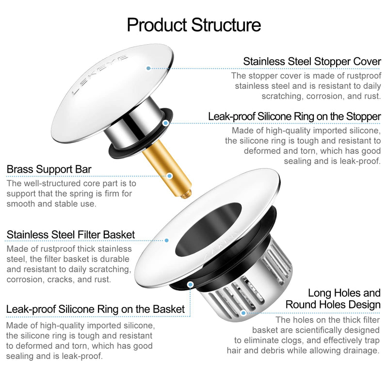 [Australia - AusPower] - LEKEYE Shower Drain Hair Catcher | Bathtub Stopper | Pop Up Bathroom Sink Stopper | Drain Plug with Filter Hair Catcher Shower Drain 