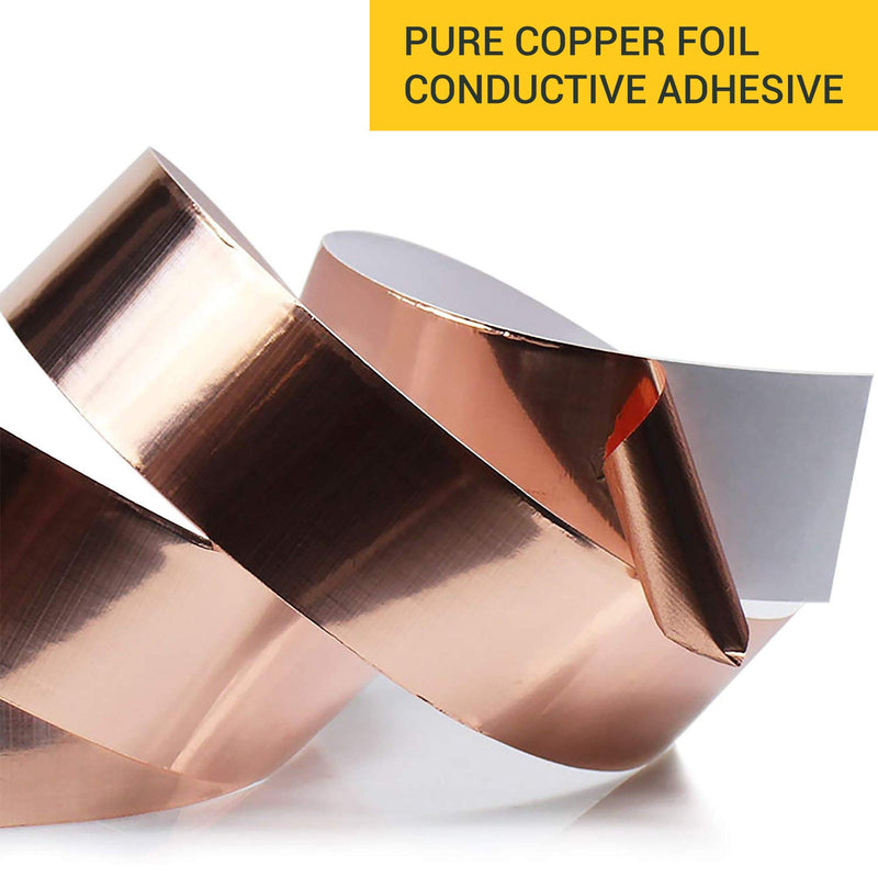 [Australia - AusPower] - ELK Copper Foil Tape with Conductive Adhesive - Stained Glass, Arts and Crafts, Guitar, EMI Shielding, Solder, Electrical Repair and Grounding (1 Inch x 66 Feet) 1 Inch x 66 Feet 