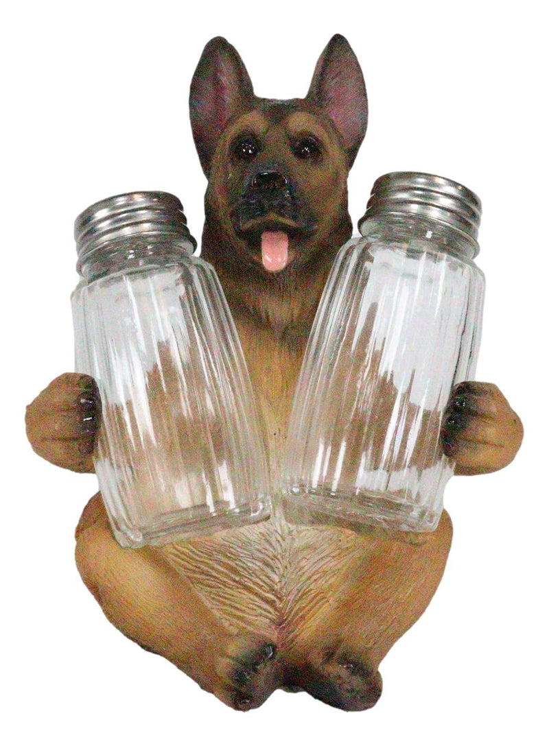 [Australia - AusPower] - Ebros Gift Panting German Shepherd Police Canine Unit Dog Salt and Pepper Shaker Set With Two Glass Shakers Figurine Set 6"Tall Pet Pal Kitchen Dining Bar Decorative Accent 