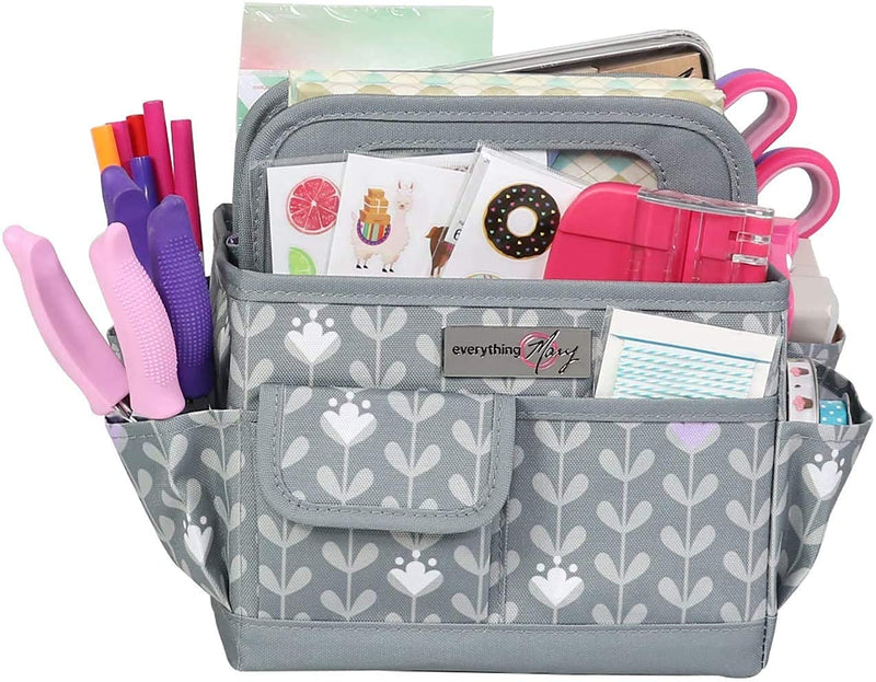 [Australia - AusPower] - Everything Mary Craft Caddy, Purple - Art Storage for Supplies & Crafts - Supply Organizers Tote for School Classroom, Office, and Home - Organization for Makeup & Nurses Purple Floral 