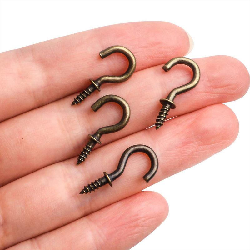 [Australia - AusPower] - 100pcs 1/2inch Bronze Mini Screw-in Cup Hooks Screw Hooks Cup Ceiling Hooks Jewelry Hooks Screw-in Hangers for Indoor and Outdoor Use 1/2 Inch 