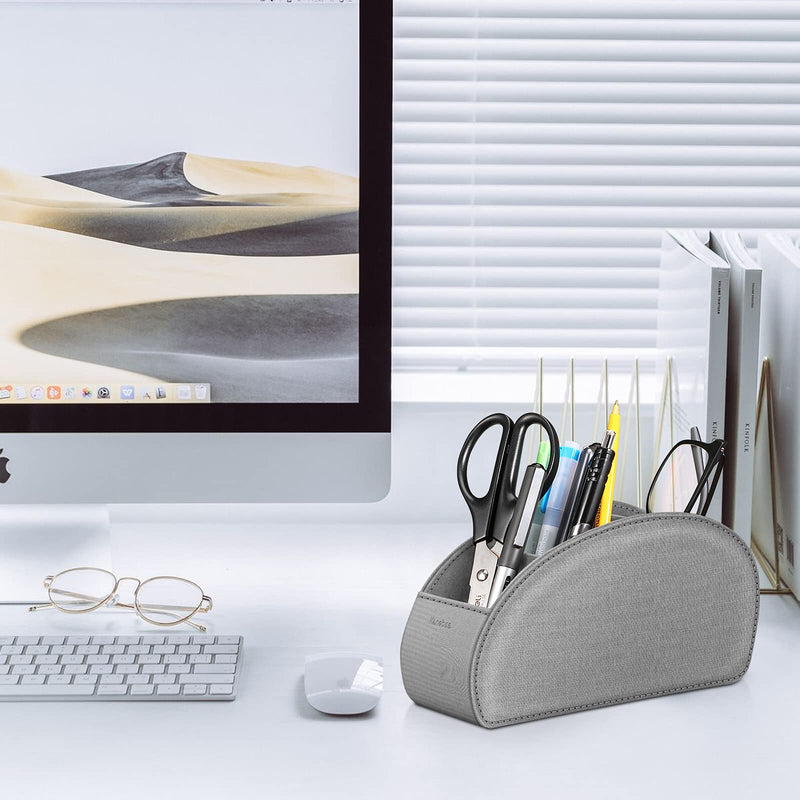 [Australia - AusPower] - Remote Control Holder with 5 Compartments, KENOBEE Anti-slip Desktop Caddy Storage Organizer for Remote Controllers, Office Supplies, Makeup Brush, Media Accessories, Denim Gray Z-Denim Gray 