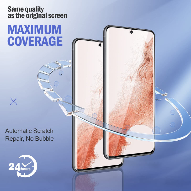[Australia - AusPower] - [2 + 2 Pack] Udbrud Compatible for Samsung Galaxy S22 6.1 inch Screen Protector Flexible TPU [New Version][Not Glass], 2 Pack Camera Lens Protector Support in-screen Fingerprint, Easy Installation Frame Transparent 