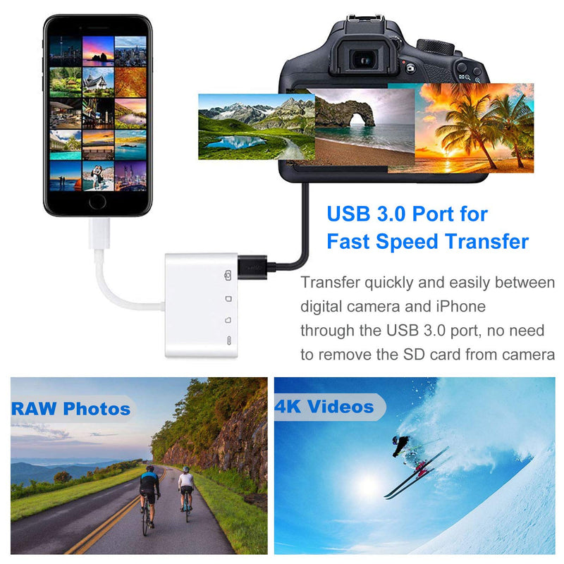 [Australia - AusPower] - A-BST SD Card Reader,4-in-1 SD/TF Card Adapter USB 3.0 Female OTG Adapter Compatible for iPhone iPad iPod,Trail Game Camera SD Card Reader Plug and Play 