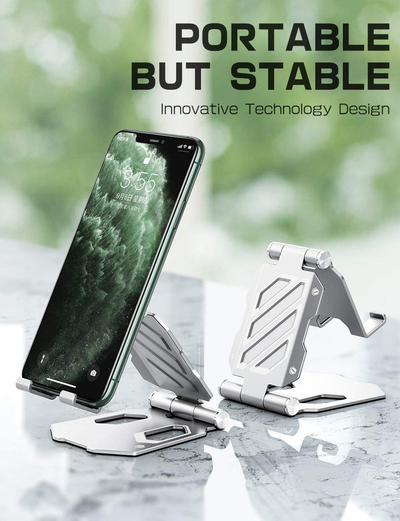[Australia - AusPower] - SUPCASE Desk Counter Table Cell Phone Stand Holder Phone Dock Cradle Adjustable Multi Angle Compatible with iPhone 13/12/11 & Galaxy S22/S20 FE/Note 20 Ultra & Google Pixel 6 Pro (Silver) Silver 