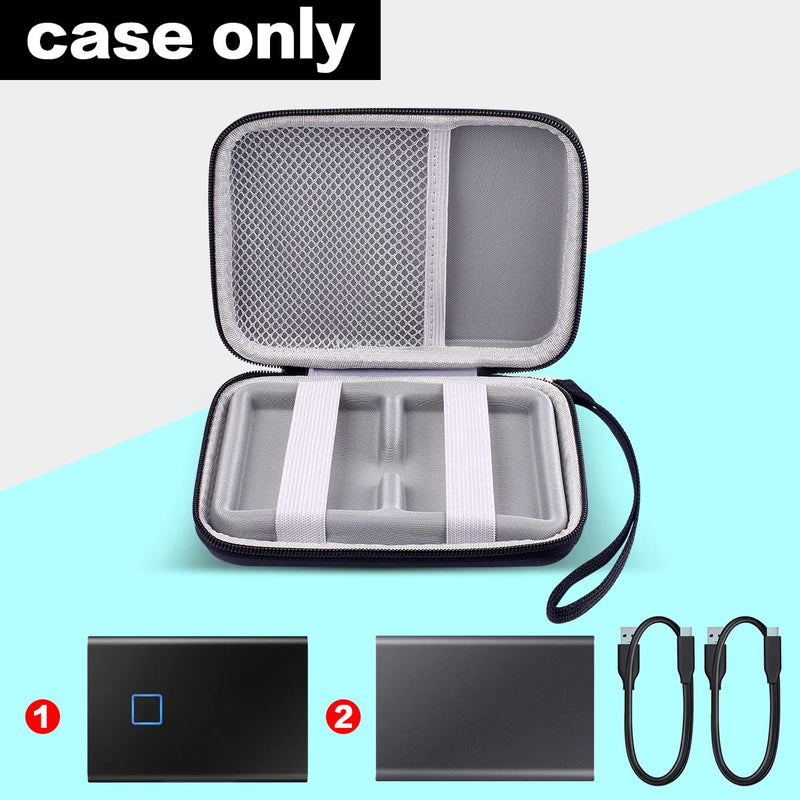 [Australia - AusPower] - Case Compatible with Samsung T7 Touch/ for T7 Portable SSD - 1TB, 2TB, 500GB USB 3.2 External Solid State Drive. 2 Pack Hard Carrying Travel Box Holds for Samsung SSD and Cables 