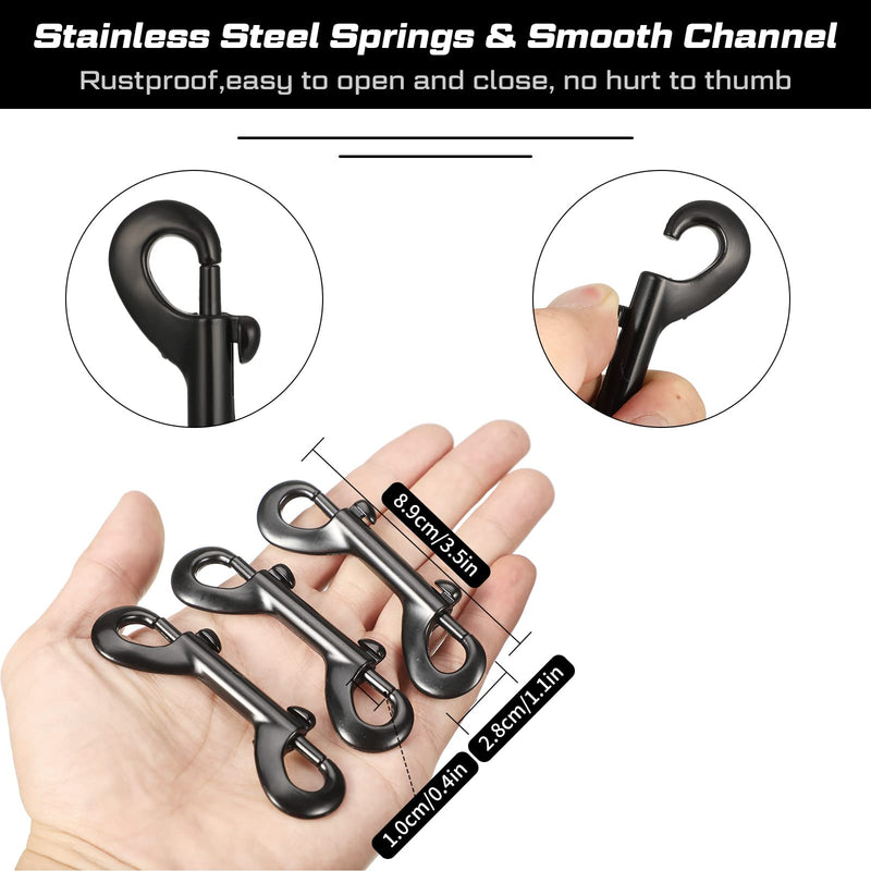 [Australia - AusPower] - 8 Pieces Double Ended Snap Hooks Bolt Snaps Heavy Zinc Alloy Multipurpose Double Sided Clips Chain Metal Clip Key Holder Black Snap Hooks for Water Bucket Dog Leash Feed Buckets, 3.5 Inches 