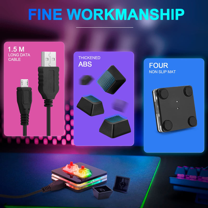 [Australia - AusPower] - Ecarke Black 2-Key Gaming Keyboard USB Mini 2-Key Keyboard Mechanical Gaming PC Keyboards, Programming Macro with Software OSU HID Standard Keyboard(Upgrade Cherry Shaft & RGB LED) 