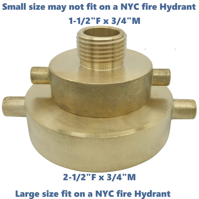 [Australia - AusPower] - Happy Tree 2-1/2" NST (NH) Female x 3/4" GHT Male Brass Fire Hydrant Adapter with Pin Lug Brass Fire Equipment Brass Hydrant to Garden Hose Adapter 2-1/2"NH x 3/4"GHT 