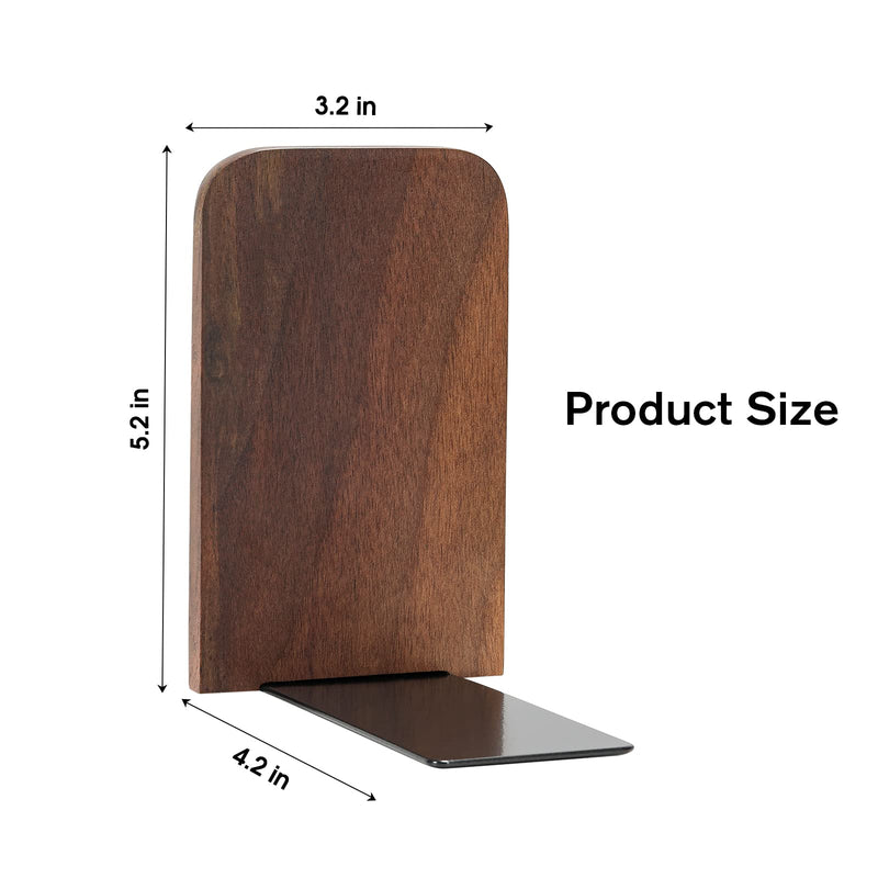 [Australia - AusPower] - MaxGear Book Ends Universal Premium Bookends for Shelves, Non-Skid Bookend, Heavy Duty Wood Book End, Book Stopper for Books/Movies/CDs/Video Games, 5.2 x 3.2 x 4.2 inches, Walnut (1 Pair/2 Pieces) 5.2 x 3.2 x 4.2 inches-1 Pair 