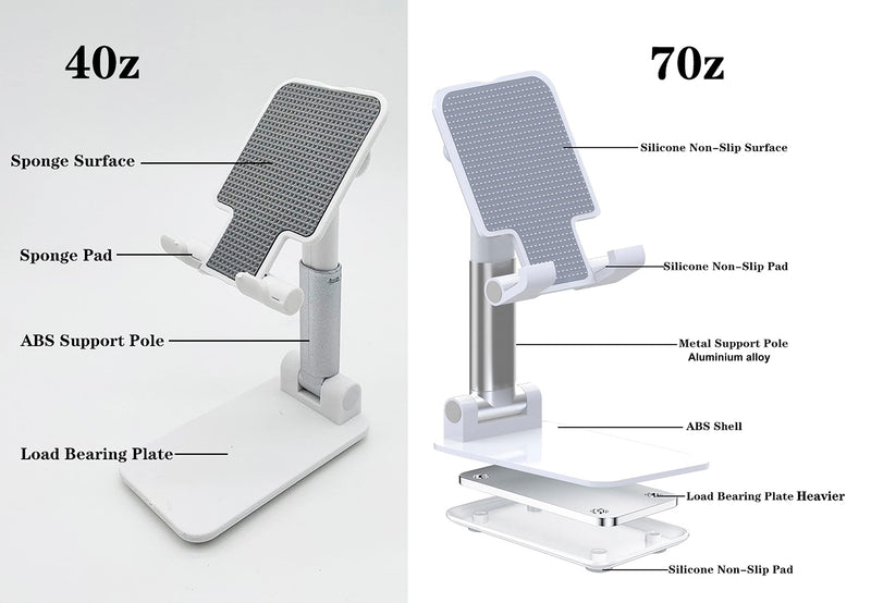 [Australia - AusPower] - Adjustable Cell Phone Stand, Angle Height Adjustable Cell Phone Stand for Desk, Case Friendly Phone Holder Stand for Desk (White) White 