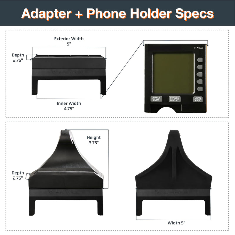 [Australia - AusPower] - Smartphone Cradle Designed for Concept 2 Rowing Machine PM3 Monitor, PM4 Monitor, Silicone Phone Holder with Adapter Compatible with Concept2 Pm3 and Pm4 Monitors… 