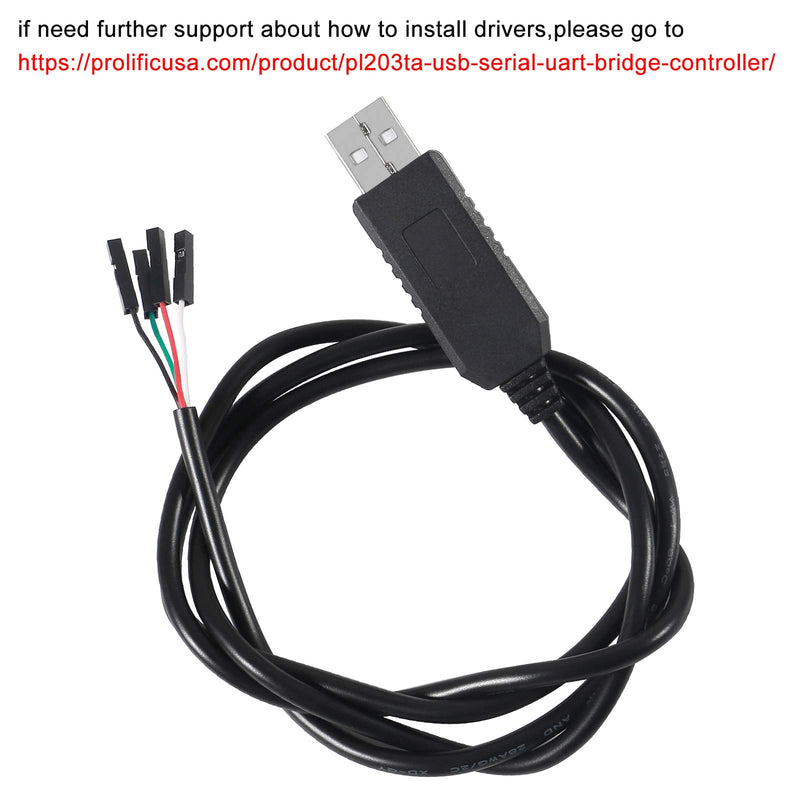 [Australia - AusPower] - 2Pack PL2303 PL2303HX USB to TTL Serial Adapter 3.3V Debug Cable, USB to RS232 TTL Converter 4 Pin Female Socket for Ar-duino Download Cable (PL2303HX Cable) 
