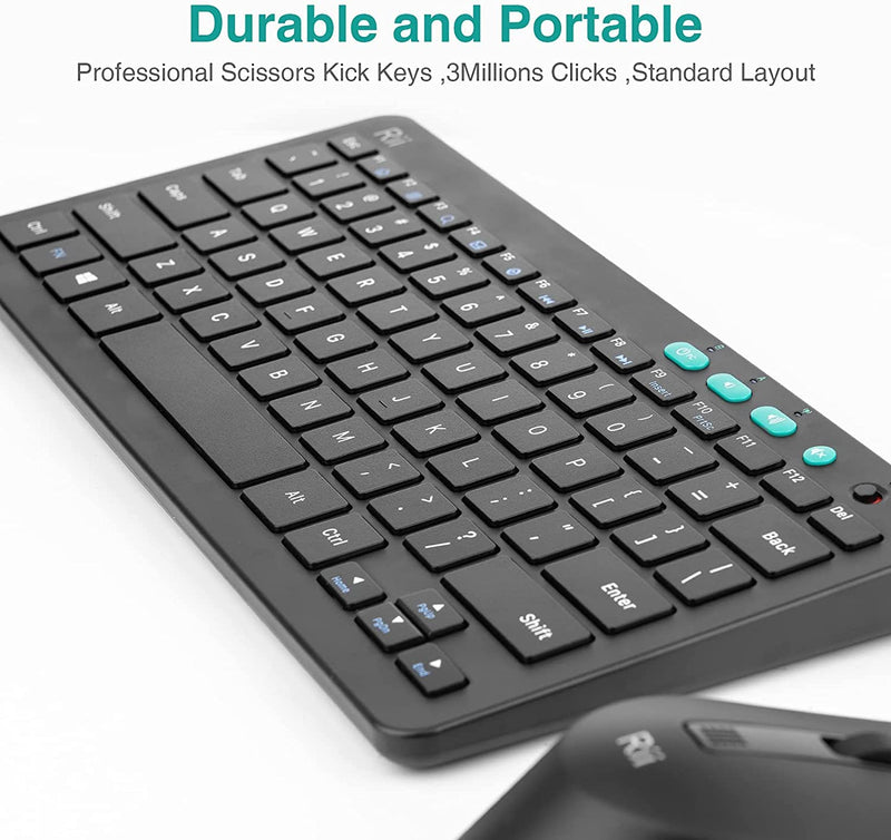 [Australia - AusPower] - Rii RKM709 2.4 Gigahertz Ultra-Slim Wireless Keyboard and Mouse Combo, Multimedia Office Keyboard for PC, Laptop and Desktop,Business Office(Black) Black 
