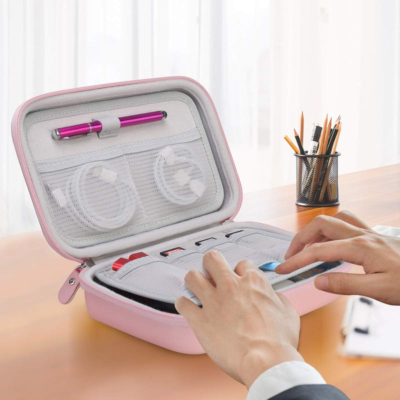 [Australia - AusPower] - Canboc Portable Travel Case for MacBook Power Adapter, Apple Magic Mouse 2, Apple Pencil, USB Flash Disk, SD Card, iPhone ipad Charger, Small Electronics Accessories Cable Organizer Tech Bag,Rose Gold Rose Gold 