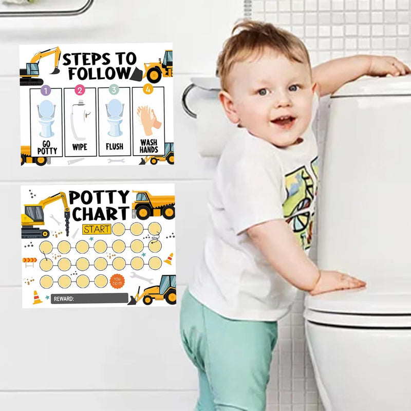 [Australia - AusPower] - Children's Potty Sticker Chart, Engineering Car Reward Sticker Chart ï¼ŒKids Potty Training Chart for Toddlers Boys, Potty Training Sticker Chart for Girls Potty, Potty Chart for Boys with Stickers 