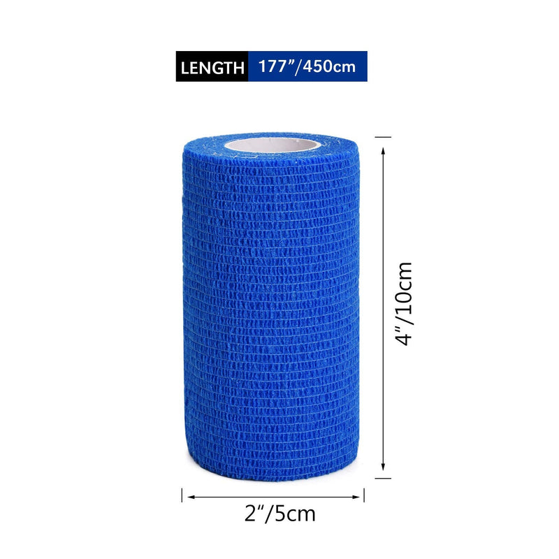 [Australia - AusPower] - Gsbomzap 12PCS Pack Self Adherent Cohesive Wrap Bandages, 5 Yards Elastic First Aid Tape Medical Vet Wrap for Sports Protection and Wrist Ankle Knee Leg Sprains & Swelling Blue 4"x5yd/ 10cmx4.5m 