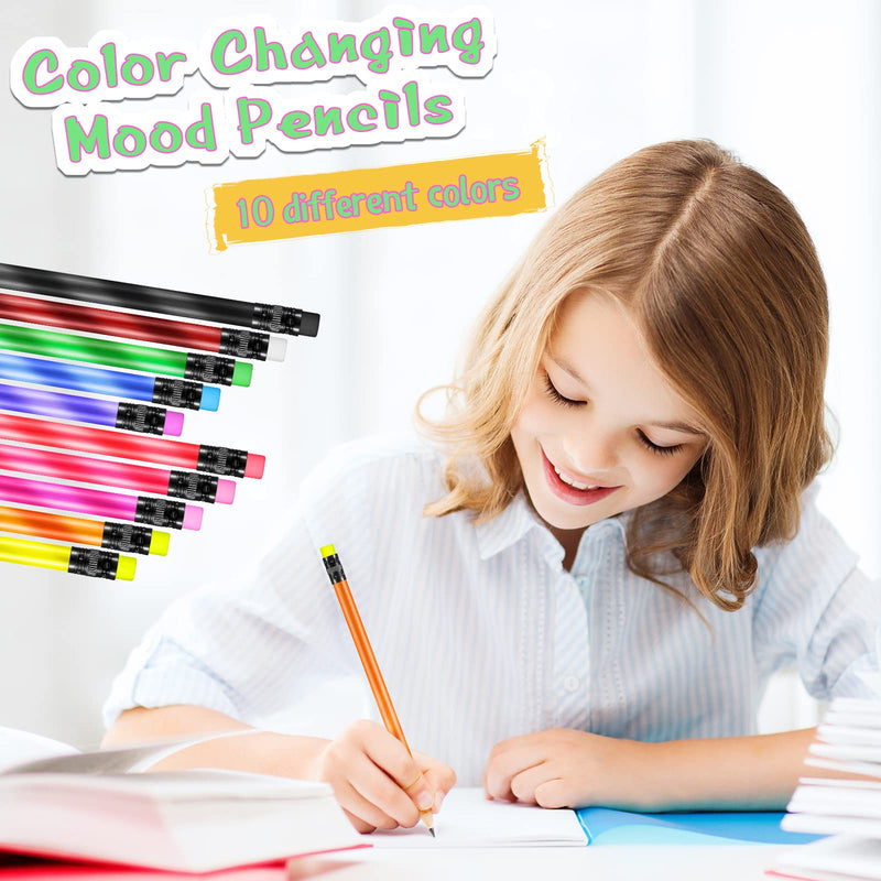 [Australia - AusPower] - 40 Pcs Color Changing Mood Pencil with Motivational Sayings Inspirational Pencils 2b Changing Pencil Heat Assorted Thermochromic Pencils with Eraser for Student School Office Supplies, 10 Color 