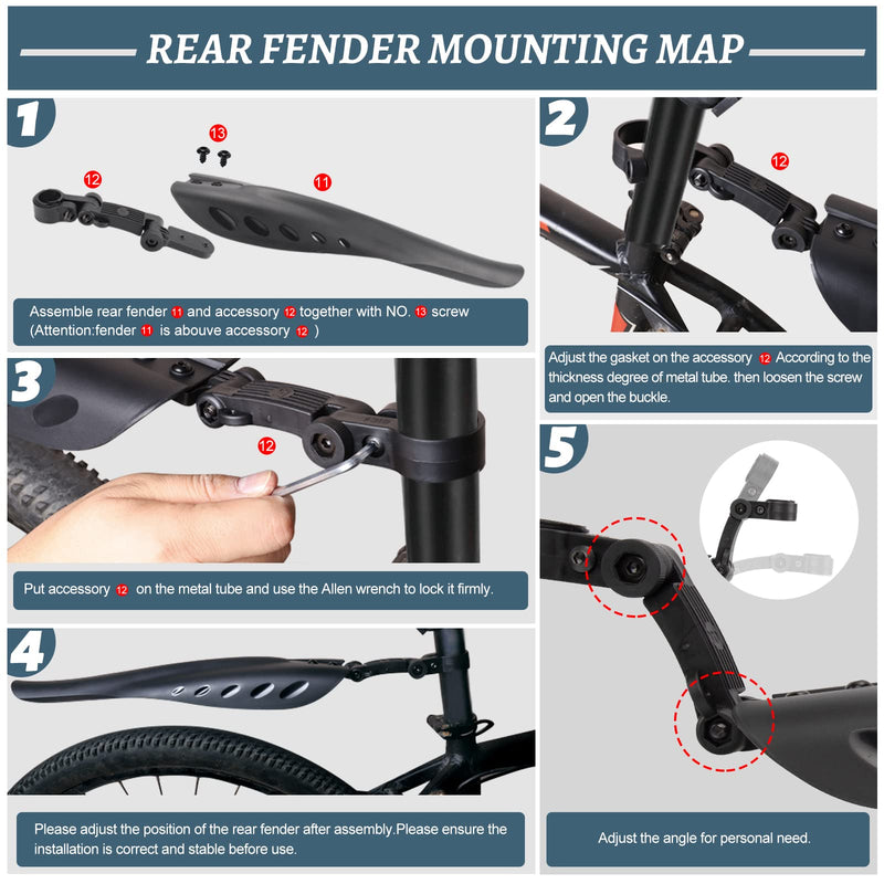 [Australia - AusPower] - Bike Fender Set with 26ft DIY Reflective Tape, Adjustable Bicycle Fenders for 22"/24"/26"/27.5", 3 Parts-Universal Full Cover Thicken Widen, Front/Rear Mud Guards Fit for MTB Mountain Road Bike 