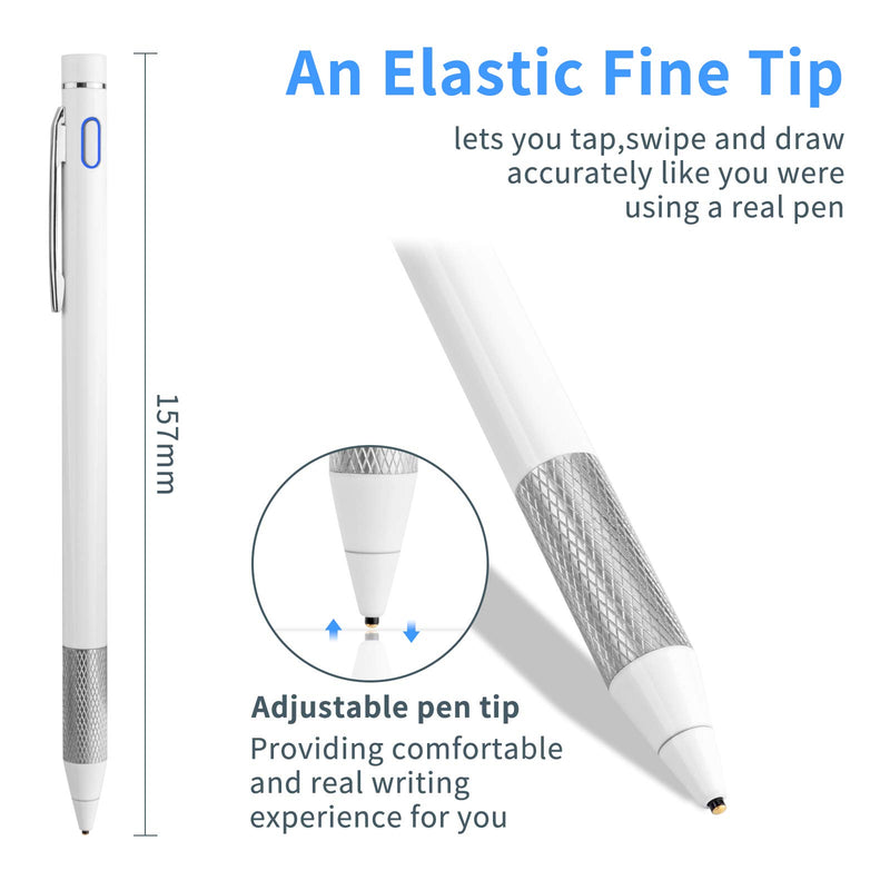 [Australia - AusPower] - Stylus Pen for 2021 iPhone 13 Pro Max Pencil,Minilabo Touch Screens Active Stylus Digital Pen with 1.5mm Ultra Fine Tip Stylist Pen for 2021 iPhone 13 Pro Max Drawing and Writing Pencil,White White 