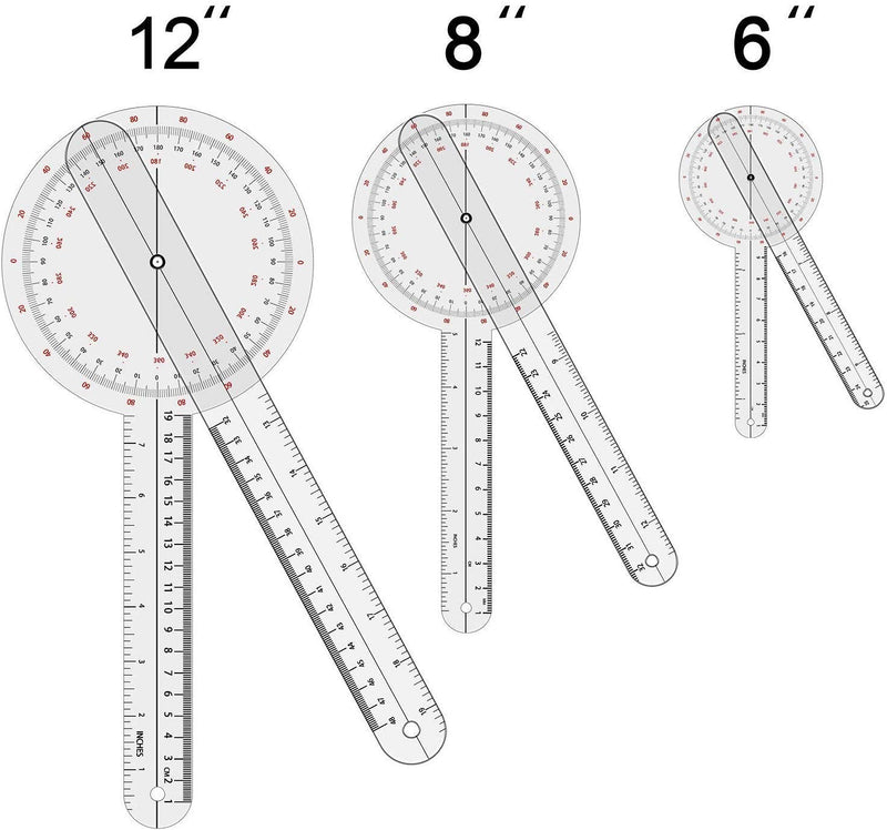 [Australia - AusPower] - OIIKI, 5 Piece Physical Therapy Set, Including 12/8/6 inch Goniometer, Taylor Hammer, Tape Measure 5PC 