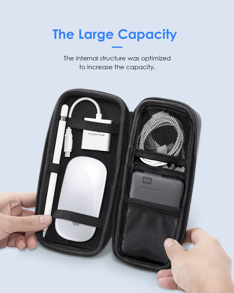 [Australia - AusPower] - LENTION Carrying Case, EVA Zipper Carrying Hard Case Organizer Small Bag Pouch Electronic Phone Accessories Travel Storage Case for Power Bank, Cable, Cord, Charger, Hard Drive, Earphone (Black) 