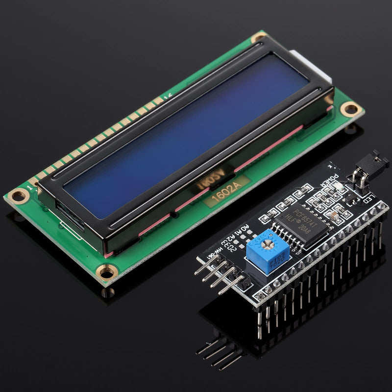 [Australia - AusPower] - Weewooday 8 Pieces IIC/ I2C/ TWI LCD Serial Interface Adapter and LCD Module Display Backlight Compatible with Arduino R3 MEGA2560 (LCD 1602 16 x 2, Blue) LCD 1602 16 x 2 