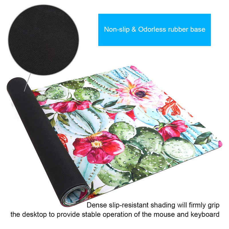 [Australia - AusPower] - Anyshock Desk Mat, Extended Gaming Mouse Pad 35.4" x 15.7" XXL Keyboard Laptop Mousepad with Stitched Edges Non Slip Base, Water-Resistant Computer Desk Pad for Office and Home (Cactus) Green Cactus 